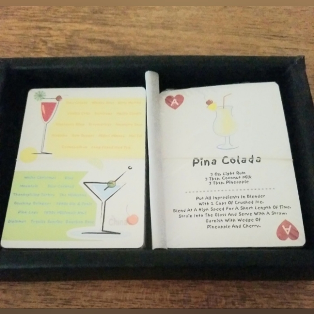 Playing cards With Drink Recipes NIB